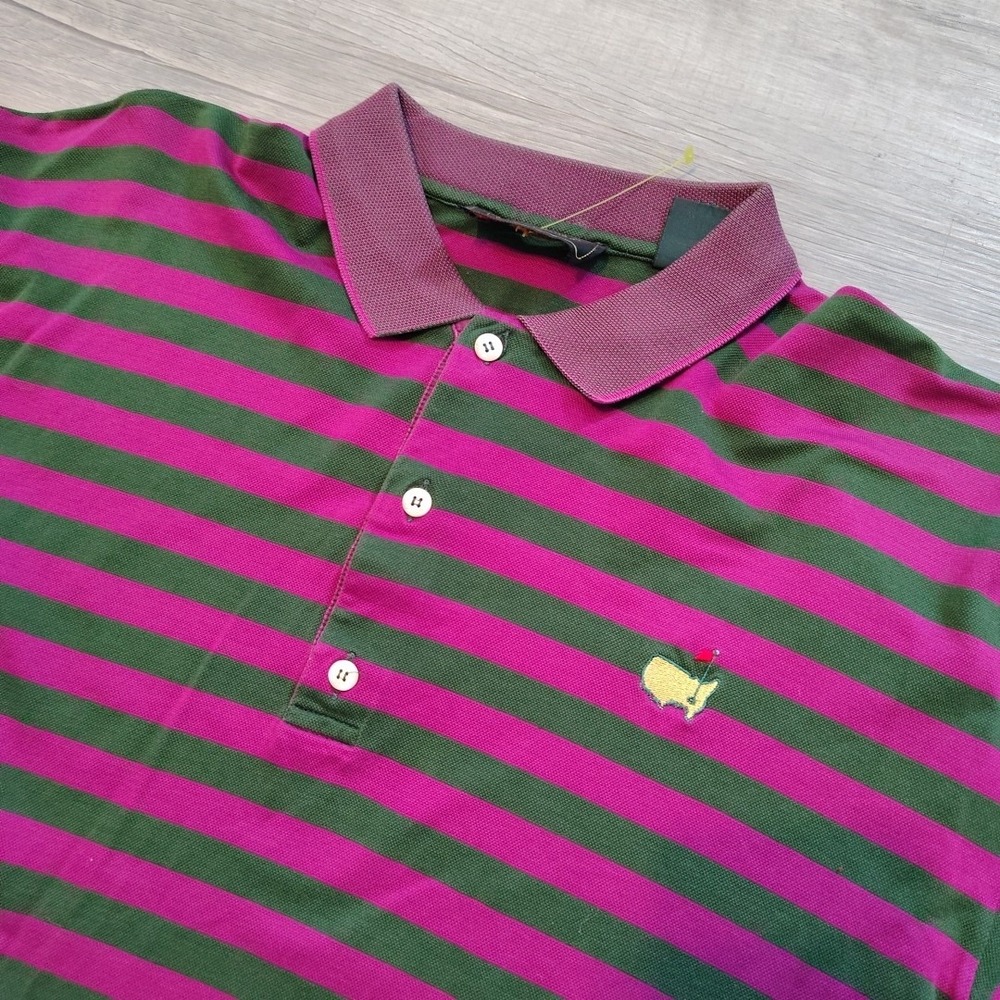 Bobby Jones Masters logo Polo Shirt‎ Striped Made in Italy Large Cotton